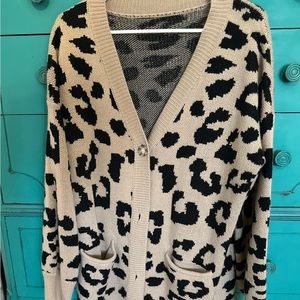 Chunky Leopard Sweater Cardigan